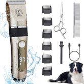 IWEEL dog clippers product shot showing professional home grooming setup