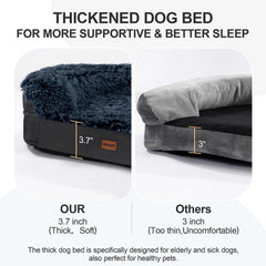 iweepet black dog bed oval cover closeup demonstrates removable cover for easy washing