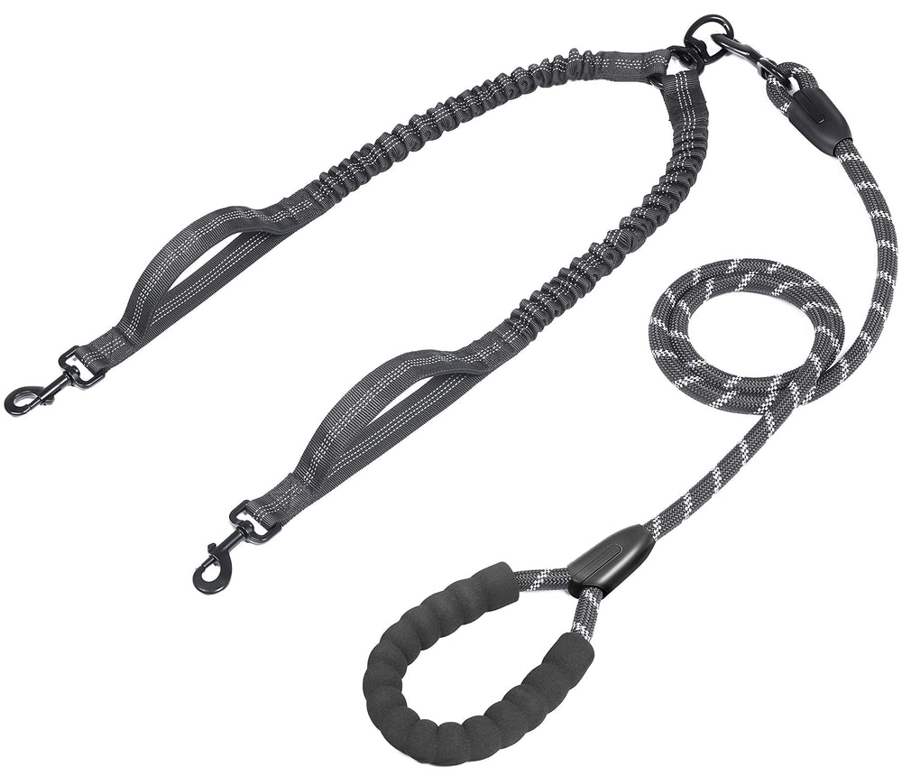 iYoPets double dog leash with 360 swivel reduces tangling during two-dog walks.