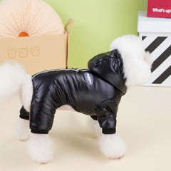 Izefia dog coat windproof jacket back view highlighting 4-leg jumpsuit design