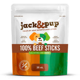 Jack&Pup 6-inch gullet stick highlights a long-lasting beef chew for dogs.