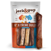 Jack&Pup 6-inch X-treme bully sticks pack demonstrates durable chews for large dogs.