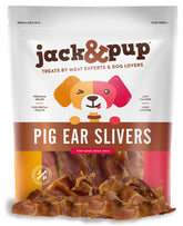 Jack & Pup Pig Ears Slivers 1lb bag — premium single-ingredient chew for dogs.