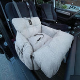 Jacko & Co Premium Dog Car Seat front view shows secure travel fit for small dogs.