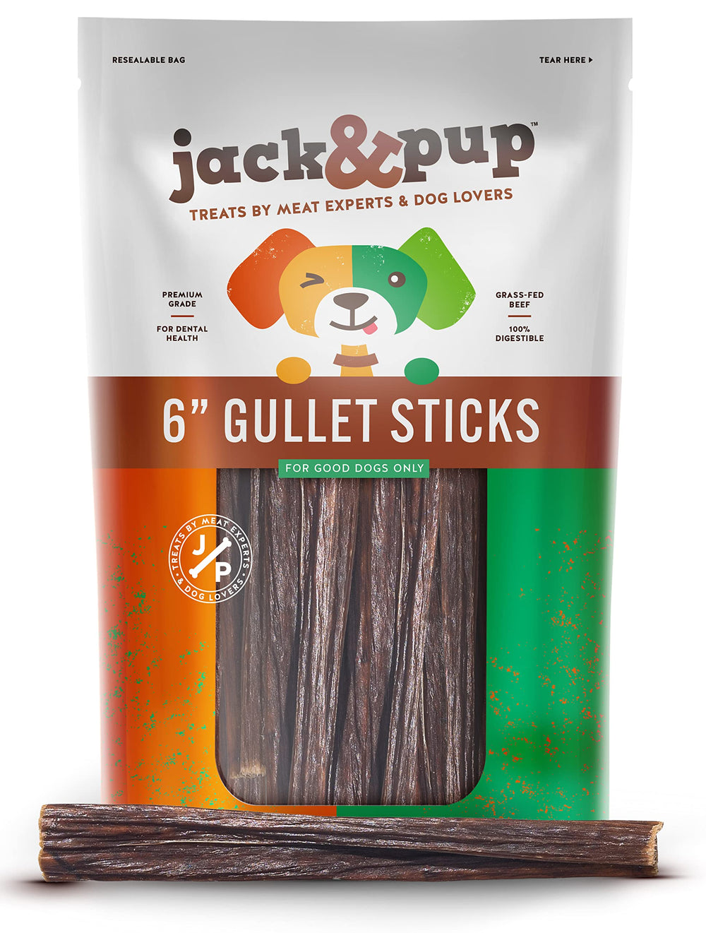 Jack&Pup 6in gullet sticks pack front for joint-support chews
