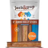 Jack&Pup 6in jumbo bully sticks pack for large dogs and aggressive chewers