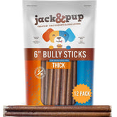 JackPup 6in thick bully stick pack unwrap highlights premium beef texture for long chew