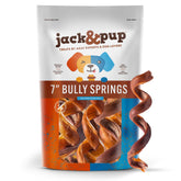 Jack&Pup Bully Springs packaging highlights premium beef sourcing and quality