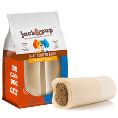 Jack&Pup peanut butter filled bone close-up for long-lasting chew and flavorful treat