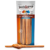 Jack&Pup junior bully stick for small dogs promotes clean teeth during chew.
