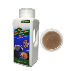 JADINGSFARM Brine Shrimp Food 12.5oz tub closeup showing protein-rich formula for growth