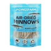 JADINGSFARM Minnows bag open with air-dried treats for dogs and cats.