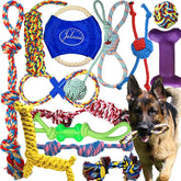 Jalousie 14-pack puppy chew rope toys shown for durable chewing and fetch sessions
