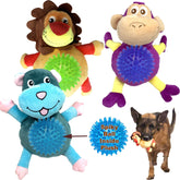 Jalousie dog squeaky toys variety pack with colorful, non-toxic balls for fetch.
