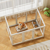 Jalove 30-inch clear acrylic dog playpen assembled for indoor containment