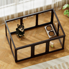 Jalove acrylic dog pen front view with clear panels for visibility.