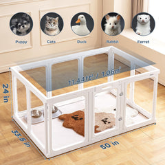 Jalove clear panel front view highlights transparent design for easy supervision.