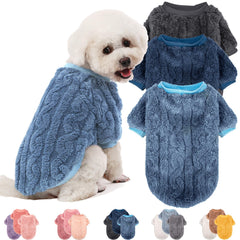 JAMPAYANG three-pack dog sweaters blue front view shows cozy fit for small dogs