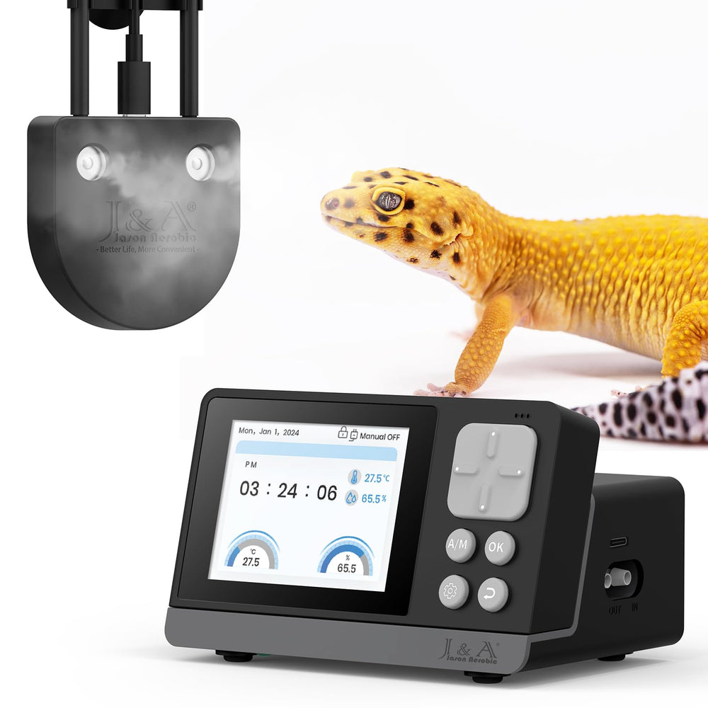 J&A automatic fogger tank-display shows real-time habitat status for reptiles