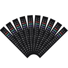Jansamn thermometer strip front view with color-coded temp indicator.