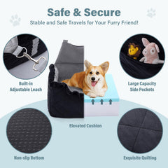 Jaoul booster seat window view helps pets stay calm during travel.