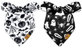 JarThenaAMCS Halloween dog bandana ghost pattern enhances festive photo moments.
