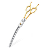 JASON curved thinner dog scissors ergonomic-handle for comfortable grooming sessions.