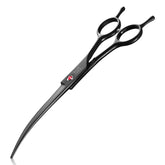 JASON dog grooming scissor 7.5-inch down-curved black blade for precise fur trimming.