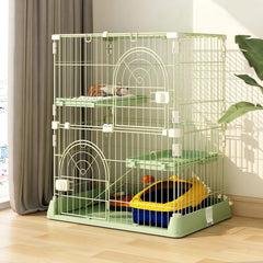 JaxSteam Cat Cage 2-Tier locking clamps secure curious cats during playtime.