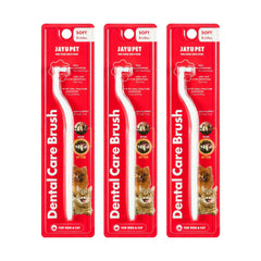 JAYU PET dental care brush soft bristles close-up showing gentle cleaning for small pets.