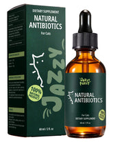 Jazzy Fuzzy Antibiotic Cat bottle-pour shows easy liquid dosing for daily immune support.