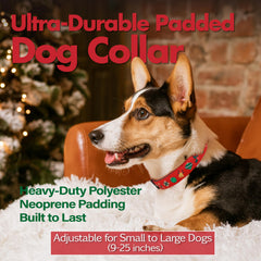 JC HOUSE Christmas dog collar side view highlighting lightweight construction for comfortable wear.
