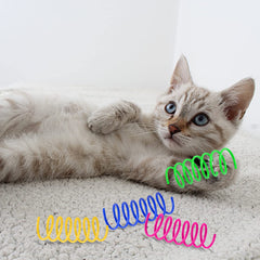 JCSHIMO cat spring toy green, durable coil for running and pouncing during play.