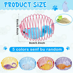 Jecery cat spring ball with colorful rats enhances interactive playtime.
