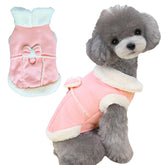 Jecikelon bowtie dog coat pink with cute bow detail for stylish winter wear.