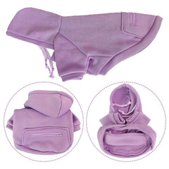JECIKELON dog coat purple medium hood and pocket detail for convenience