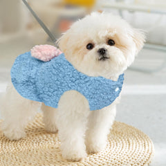 JECIKELON dog sweater dress blue back view showcases snug fit for chilly days