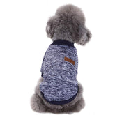 Jecikelon dog sweater navy blue front view shows a cozy fit for small pets.