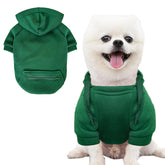 JECIKELON winter green coat for small dogs with hood and pockets for chilly outings
