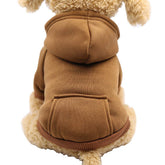 JECIKELON winter dog hoodie coffee, front view offering cozy warmth for small dogs