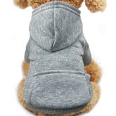 JECIKELON winter dog hoodie grey front view highlights warm woolen fabric