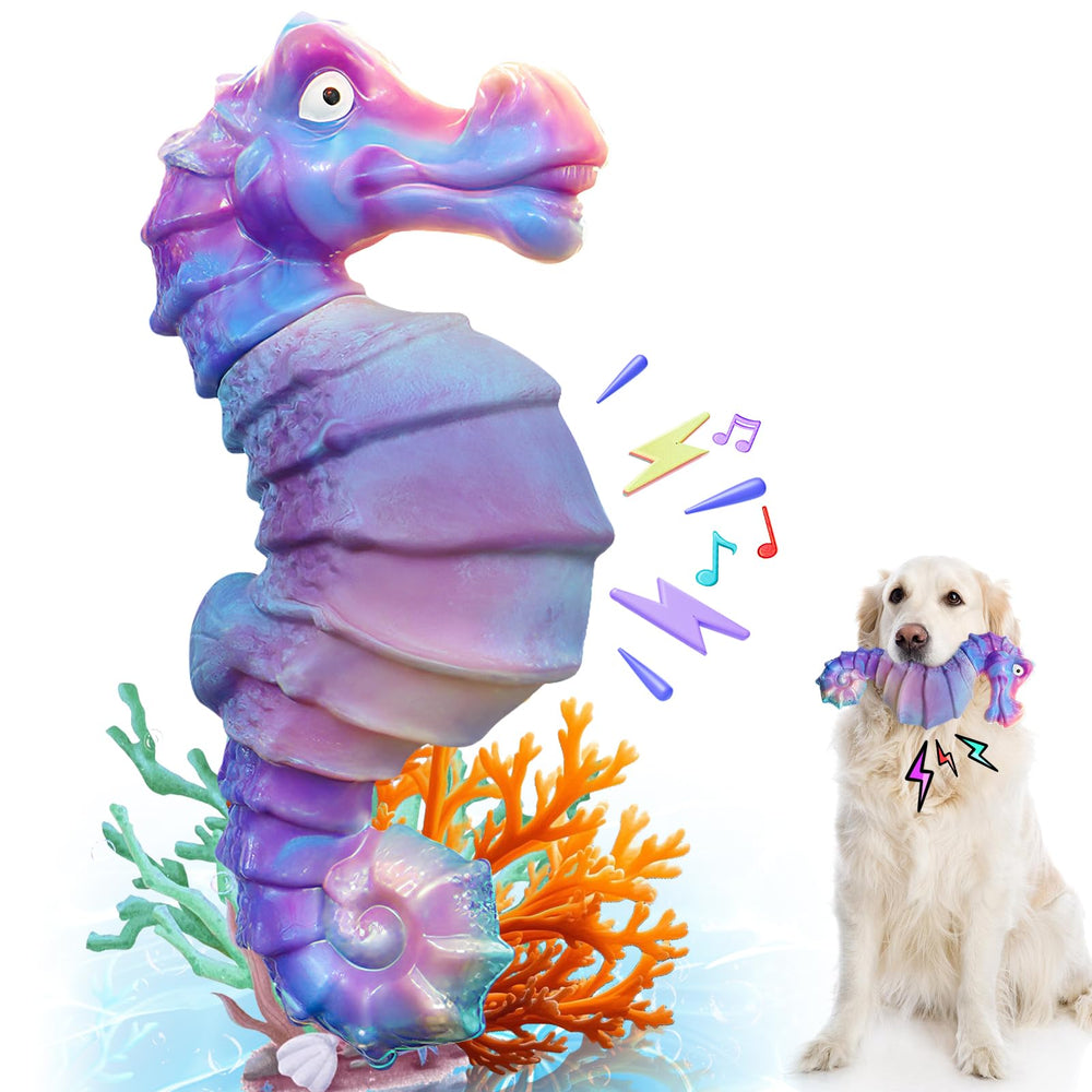 Jeefome dog chew toy seahorse squeak engages dogs during play for enrichment.