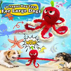 Jeefome octopus dog toy with squeaker in the head for interactive sound rewards.