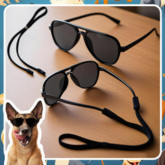 Jeere dog sunglasses worn by medium to large dogs during outdoor adventures.