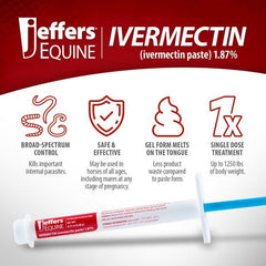 Jeffers Ivermectin gel suitable for foals, mares, and stallions.