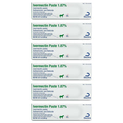 Jeffers Ivermectin Paste 6ct packaging highlighting broad-spectrum parasite protection for horses
