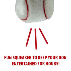 Jeffers Sporty Pup plush football includes a built-in squeaker for interactive play.