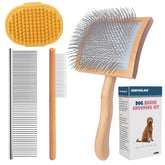 Jenfoslan slicker brush angle pins for deep coat deshedding during shedding season