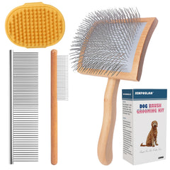 Jenfoslan slicker brush angle pins for deep coat deshedding during shedding season