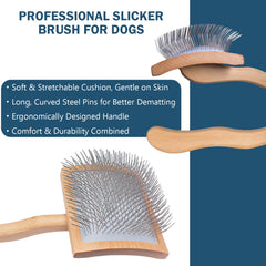 Jenfoslan slicker brush German beechwood handle showcases premium craftsmanship and durability